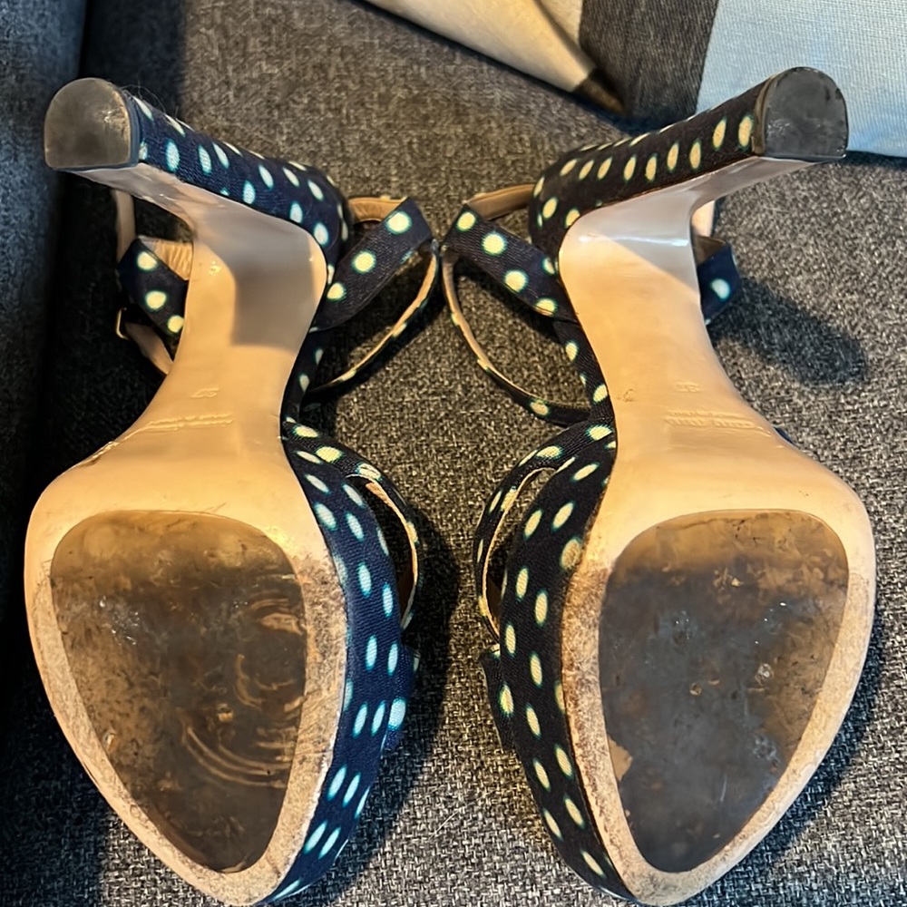 Miu Miu Platform, 6 Inch Polka Dot Open Toe Heels… - image 4